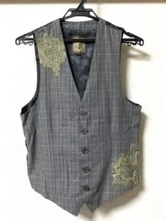 ROAR グレー チェック柄 ベスト メンズ　Sサイズ