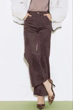 【GRL】グレイル コーデュロイハイウエストワイドパンツ[gm342] ブラウン