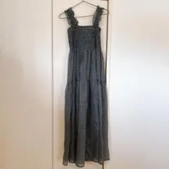 【未使用】GRLフリル付きチェックロングワンピース&インナー
