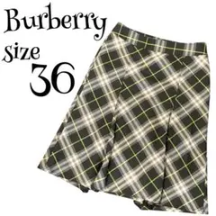【高級】BURBERRY バーバリー ひざ丈 スカート ノバチェック グリーン