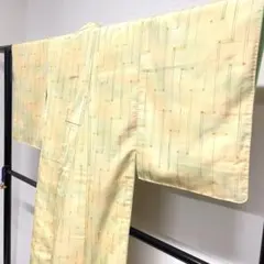 小紋　紬　幾何学模様　抽象模様　変わり格子　着物　082tz