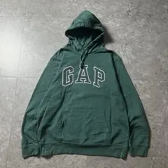 00s ギャップ プルオーバーパーカー フェード ビッグロゴ グリーン L