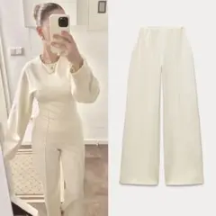 新品 ZARA インターロックスリットパンツ Mサイズ