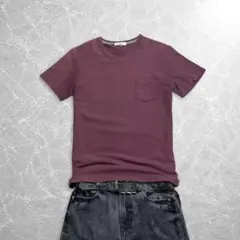 00s burgundy thermal vneck tee faded - メルカリ