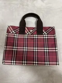 赤系チェック柄　ハンドバック　Burberry BLUE LABEL バッグ