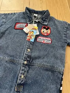 デニム オーバーオール　ミッキー