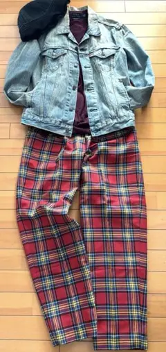 7285 チェックパンツ　古着
