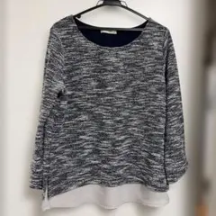 SHOOLARUE ネイビーとホワイトのミックス長袖カットソー