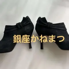 銀座かねまつ リボン付きブラックウェッジヒールパンプス - メルカリ
