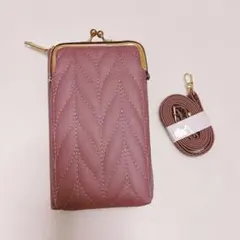 【新品未使用】スモークピンク 可愛い✿キルティング ショルダーバッグお財布バッグ
