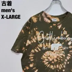 DELTA デルタ Tシャツ リメイク ブリーチ加工 タイダイ カーキ XL古着