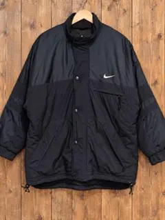 90s NIKE ナイキ 銀タグ 中綿ジャケット M ナイロン 切替 黒 Y2K