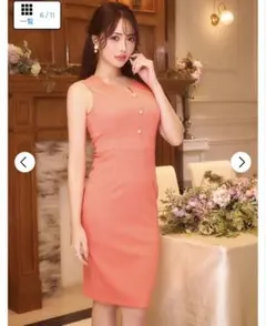 Dazzy パールビジューワッフルノースリーブ膝丈タイトドレス