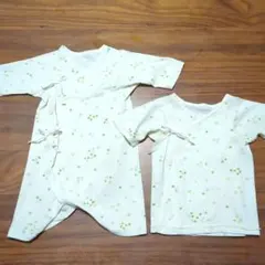 ミキハウス　花柄ベビーコンビ肌着 長短セット