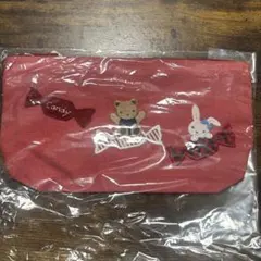 新品タグ付き/未開封】ファミリア デニムポーチ レッド