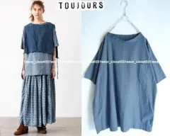2024美品TOUJOURSトゥジュー☆コットンペーパーポケットビッグTシャツ2のサムネイル