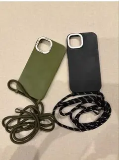 iPhone14対応 スマホケース2コセット ショルダーストラップ付き