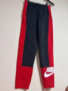 【美品】NIKE キッズ L 160cm ビッグロゴ スウェットパンツ 赤黒