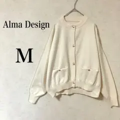 【アルマデザイン】 長袖金ボタンニットカーディガン M アイボリー ボリューム袖