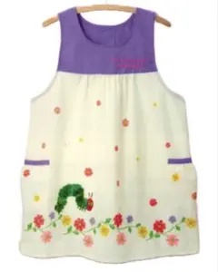 新品　はらぺこあおむし　保育士　エプロン　パープルM〜L