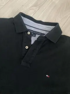 TOMMY HILFIGER ポロシャツ ブラック Lサイズ　古着