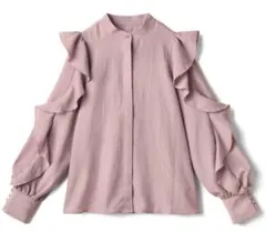 GRL フリル付き長袖シャツ ピンク