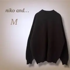 ニコアンド オーバーサイズ ニット クルーネック 長袖 ゆったり 厚め生地 M