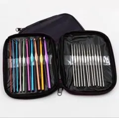 かぎ針22本セット　毛糸用10本＆レース用12本　ブラック