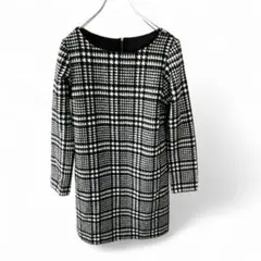 【マイハニービー】ワンピース 暖かい Lサイズ 千鳥格子 白 黒 KU844