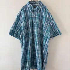 ノーティカ チェック柄 シャツ 半袖 2XL ゆったり 青 メンズ 大きいサイズのサムネイル