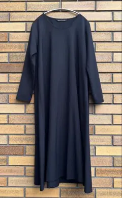 美品✨ミズイロインド ネイビー　Aライン　ロングワンピース長袖　フレア