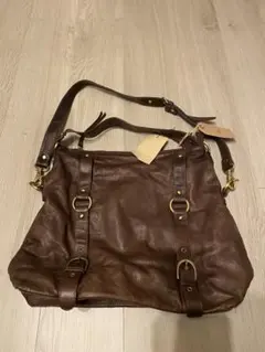 fes 牛革 ブラウン ショルダーバッグ