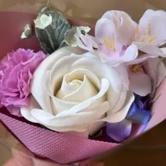 白バラ　シャボンフラワー　入浴剤　ミニブーケ　ホワイトデー　ギフト　卒業　送別