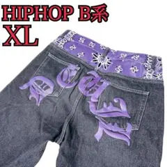 ペイズリー バック ロゴブラック デニム パンツ ラッパー HIPHOP B系のサムネイル