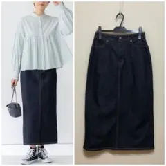 大きいサイズ 23区DENIMストレッチスカートブルー46(自由区ICB組曲