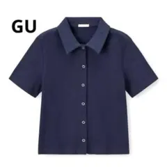 ❤️GU❤️ジーユー　カーディガン　半袖　リングドットボタン　ネイビー　Sのサムネイル