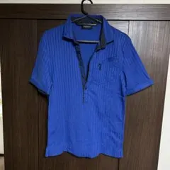 ほぼ未使用品　ニコル　青 ストライプ ポロシャツ 胸ポケット付き　Mサイズ