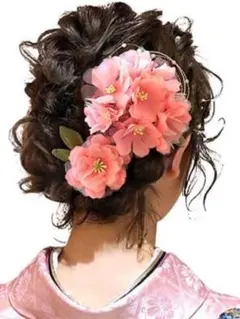 花の髪飾り 2点セット  (ピンク)和装 七五三 成人式などに