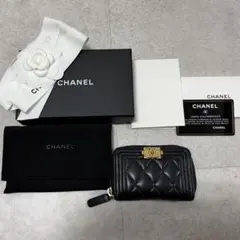 CHANEL ボーイシャネル　コインケース　G金具　キャビアスキン