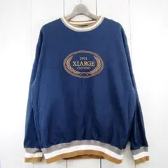 ★エクストララージ クルーネックスウェットシャツ 刺繍ロゴ*トレーナー(M)