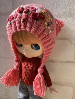 ブライス アウトフィット 手編み 手刺繍 ニット帽子