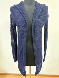 GAP フード付き透かし編みカーディガン ネイビー Sサイズ 美品