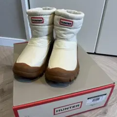 HUNTER ホワイト ショートブーツ US6 スノーブーツ　レインブーツ
