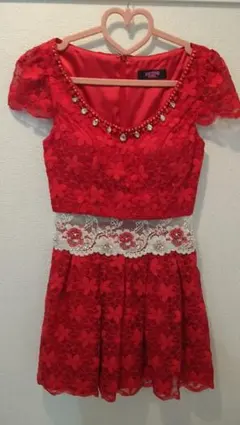 美品　IRMAイルマ　総レースドレス　レッド　Ｓ