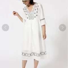 【新品】GLOBAL WORK シシュウガウンワンピース/7分袖