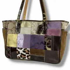 希少】coach コーチ パッチワーク ハラコ シグネチャー トートバッグ