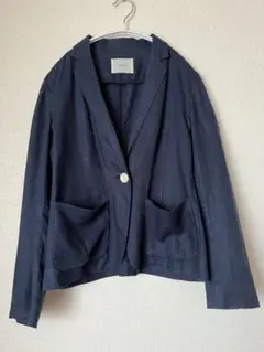 IENA ネイビー リネン テーラードジャケット