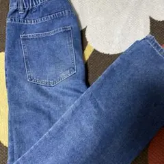 ウエストゴム ストレートデニム 青