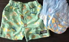 ベビー水着 男の子 80サイズ 恐竜柄＋水遊びパンツ（おまけ付き）