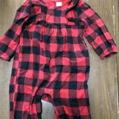 baby GAP 赤と黒のチェックロンパース ７０センチ